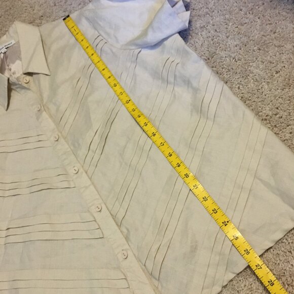 Jennifer Woman Jennifer Glasgow Cream Ramie Pintuck Button Down Tee Shirt - Picture 15 of 16